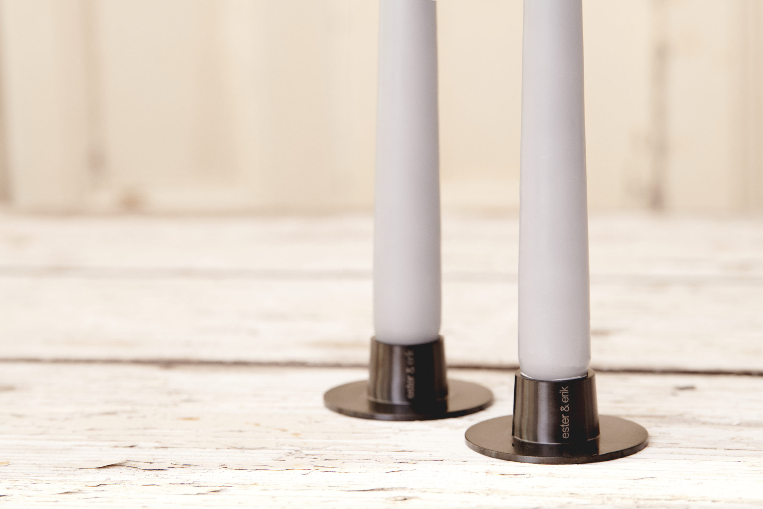Ester & Erik brushed black candle holder 2 pack Signature Editions
