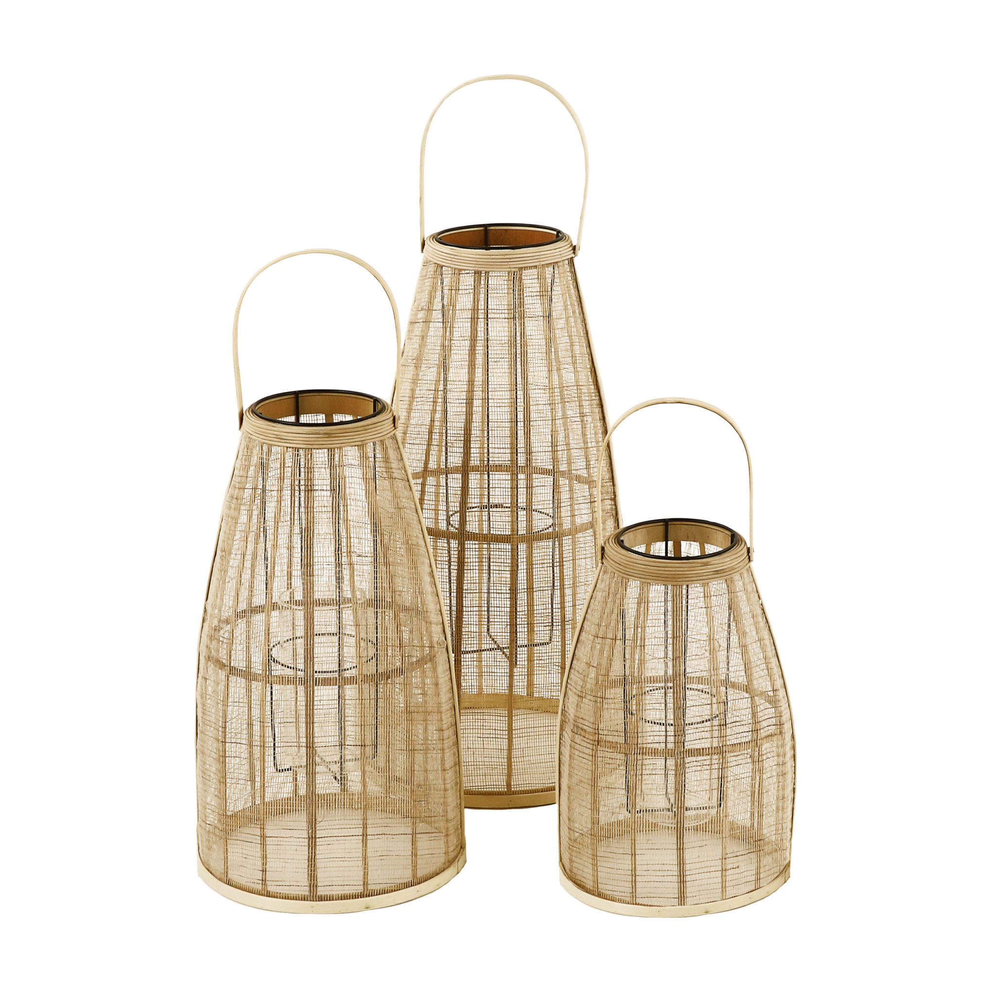 Set of 3 Bamboo Lanterns natural Signature Editions