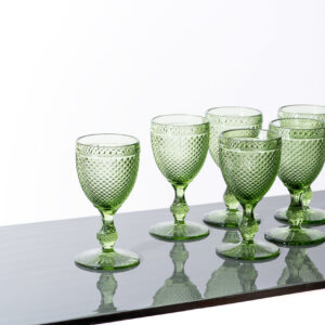 Set of 6 - Stemmed diamond glass L, green - signature editions