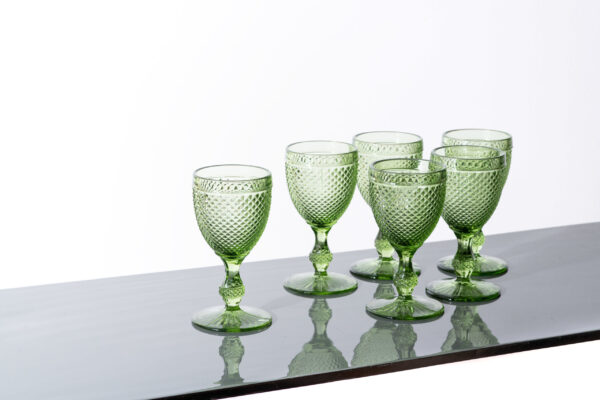Set of 6 - Stemmed diamond glass L, green - signature editions