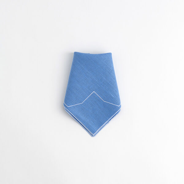 Italian-linen-napkin-marine-blue-with-white-trim---Signature-Editions
