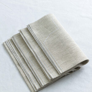 Italian linen napkin set of 4 natural with white trim - Signature Editions