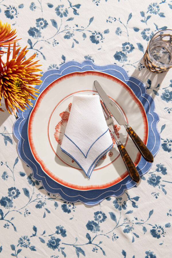 Italian-linen-napkin-white-with-blue-trim---Signature-Editions