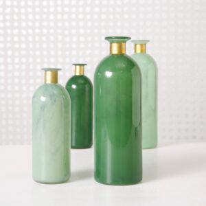Vase-collection-of-green-bottles-with-gold-Signature Editions