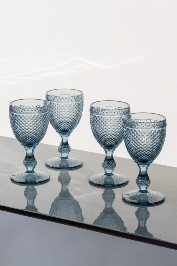 Diamond stemmed wine glass large set of 4 grey- 1- Signature Editions