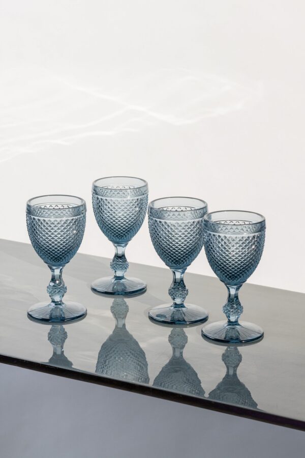 Diamond stemmed wine glass medium set of 4 grey - 1- Signature Editions