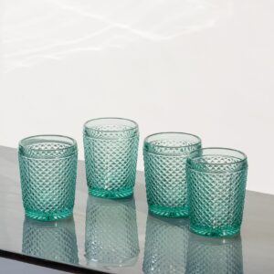 Diamond water tumbler set of 4 mint green -1 - Signature Editions