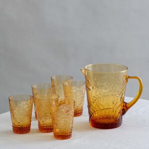 Fern pitcher and Florence glass set - amber - Signature Editions
