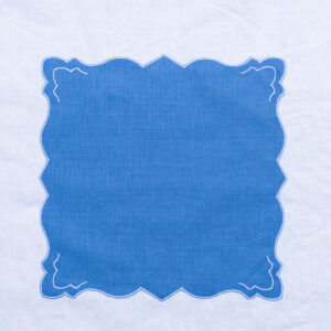 Embroidered Italian linen placemat - Marina blue with white trim - set of 4 - Signature Editions
