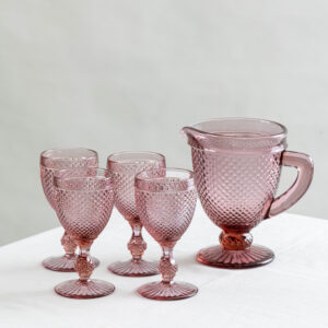 Diamond pitcher and glass set-blush-Signature Editions