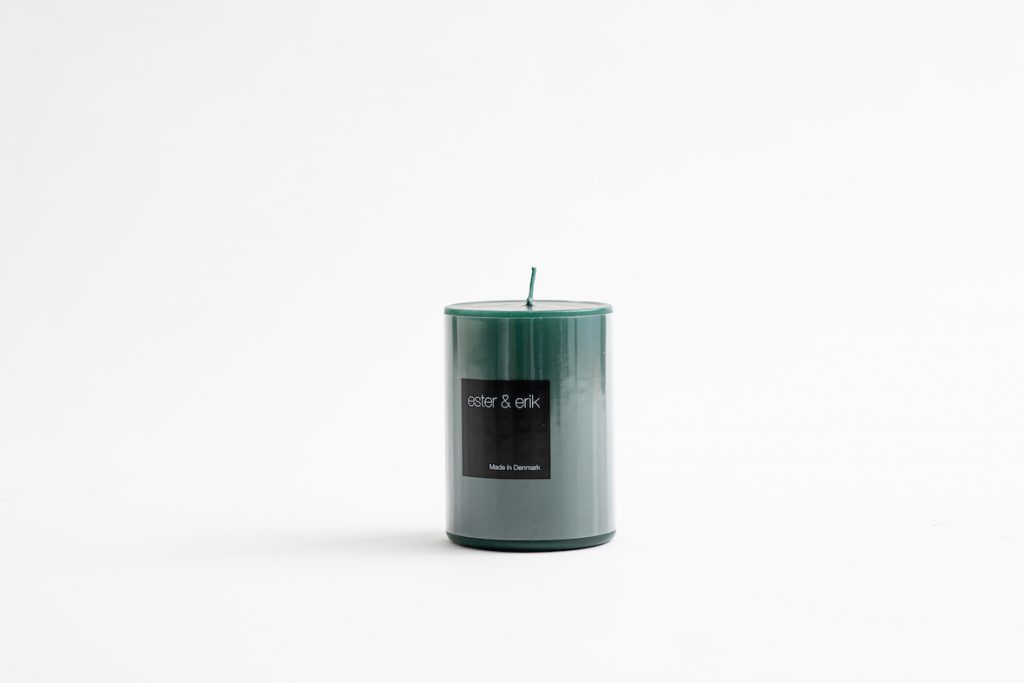 Ester & Erik candle Dark Forest Green pillar, 10cm (H) Signature