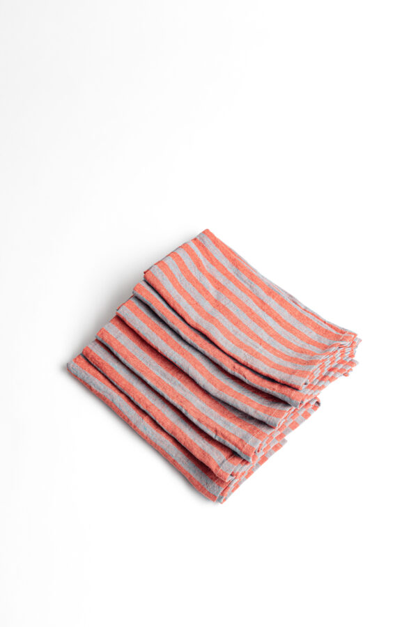 Irish Linen Napkin – red stripe - set of 6 - Signature Editions