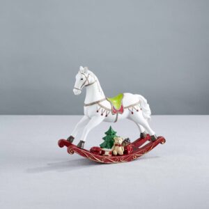 Rocking Horse Ornament with Christmas teddy bear