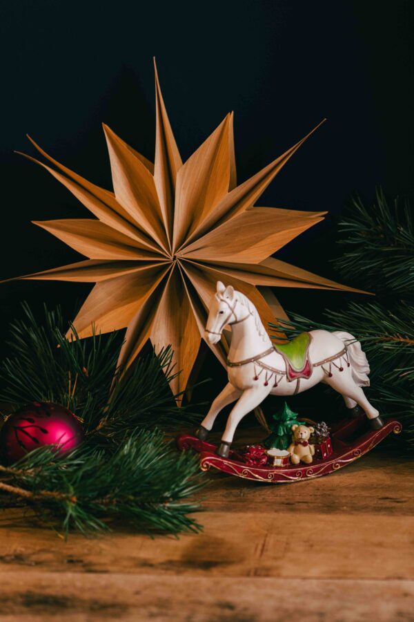 Rocking Horse Ornament with Christmas teddy bear